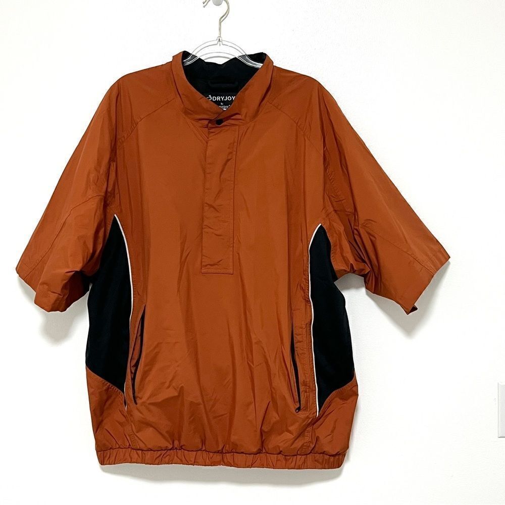 FootJoy DryJoy Burnt Orange Rain Short Sleeve Jacket Pullover Hydro XL Golf